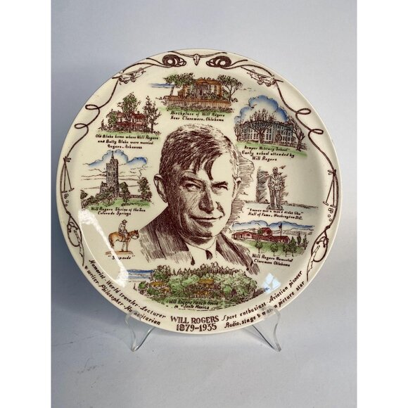 Will Rogers Commemorative Collectors Plate By Vernon Kilns 10" Ceramic - Picture 15 of 16